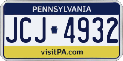 PA license plate JCJ4932