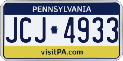 PA license plate JCJ4933