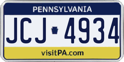 PA license plate JCJ4934