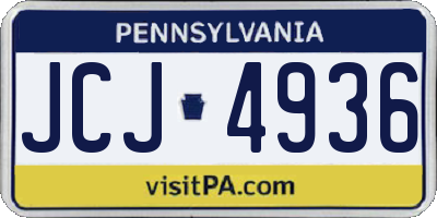 PA license plate JCJ4936