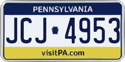 PA license plate JCJ4953
