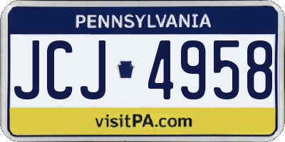 PA license plate JCJ4958