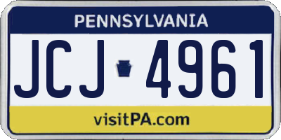 PA license plate JCJ4961