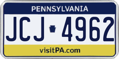 PA license plate JCJ4962