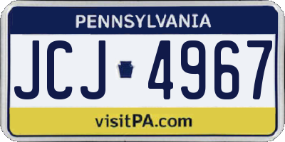 PA license plate JCJ4967