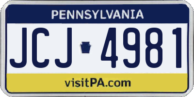 PA license plate JCJ4981