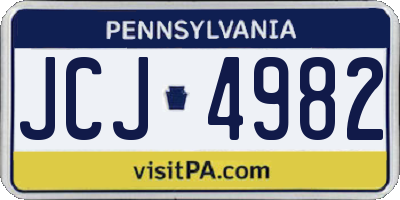 PA license plate JCJ4982