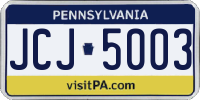 PA license plate JCJ5003