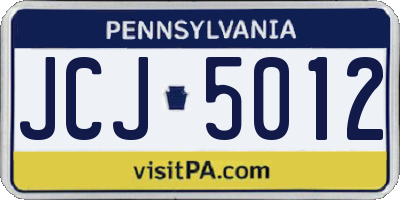 PA license plate JCJ5012