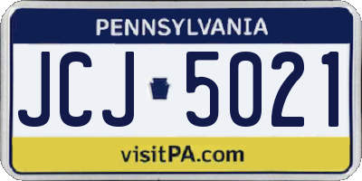 PA license plate JCJ5021