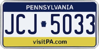 PA license plate JCJ5033