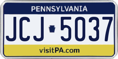 PA license plate JCJ5037