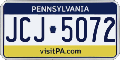 PA license plate JCJ5072