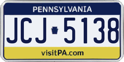 PA license plate JCJ5138