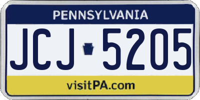 PA license plate JCJ5205