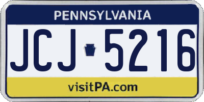 PA license plate JCJ5216