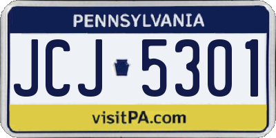 PA license plate JCJ5301