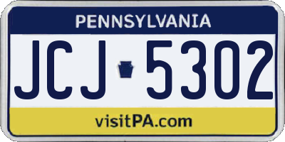 PA license plate JCJ5302