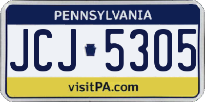 PA license plate JCJ5305