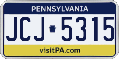 PA license plate JCJ5315