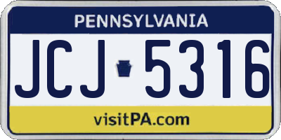 PA license plate JCJ5316
