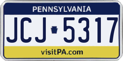 PA license plate JCJ5317
