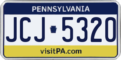 PA license plate JCJ5320