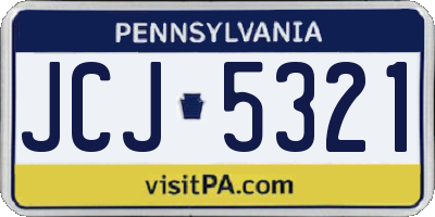 PA license plate JCJ5321