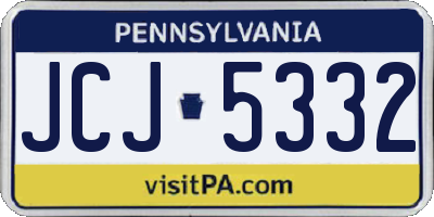 PA license plate JCJ5332