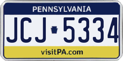 PA license plate JCJ5334