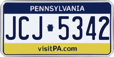 PA license plate JCJ5342
