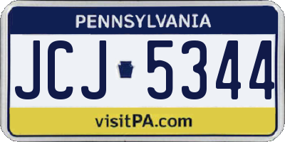 PA license plate JCJ5344