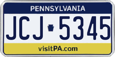PA license plate JCJ5345