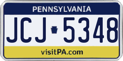 PA license plate JCJ5348