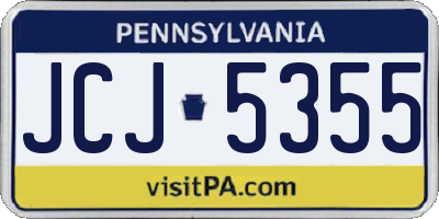 PA license plate JCJ5355
