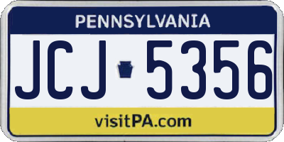PA license plate JCJ5356