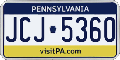 PA license plate JCJ5360