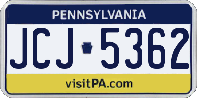 PA license plate JCJ5362