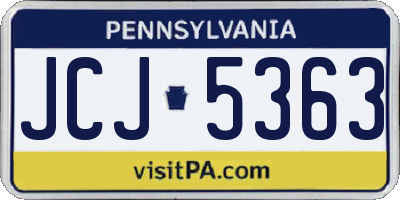 PA license plate JCJ5363
