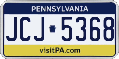 PA license plate JCJ5368