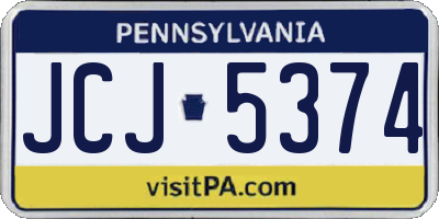 PA license plate JCJ5374