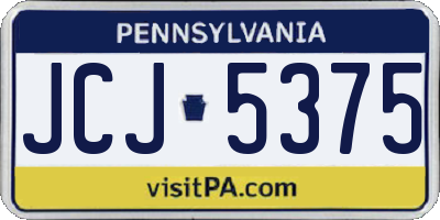 PA license plate JCJ5375