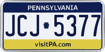 PA license plate JCJ5377