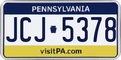 PA license plate JCJ5378