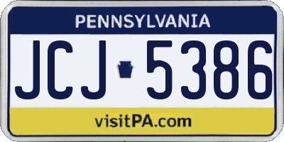 PA license plate JCJ5386