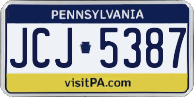 PA license plate JCJ5387