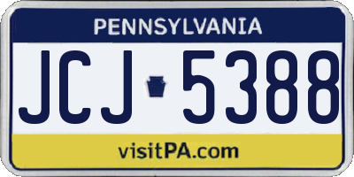 PA license plate JCJ5388