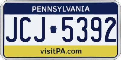 PA license plate JCJ5392