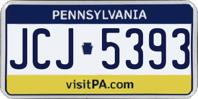 PA license plate JCJ5393