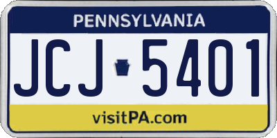 PA license plate JCJ5401